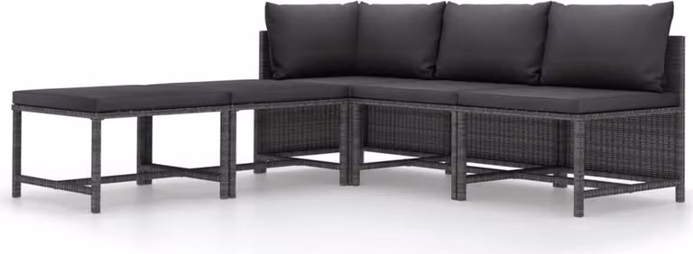 Maison Exclusive - Set da giardino composto da 5 pezzi con cuscini, in rattan sintetico grigio