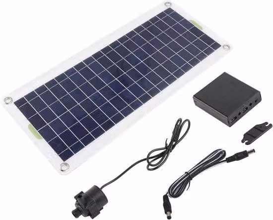 Set di pompe solari Famanu da 30W - pannelli in polisilicio per giardino e stagno