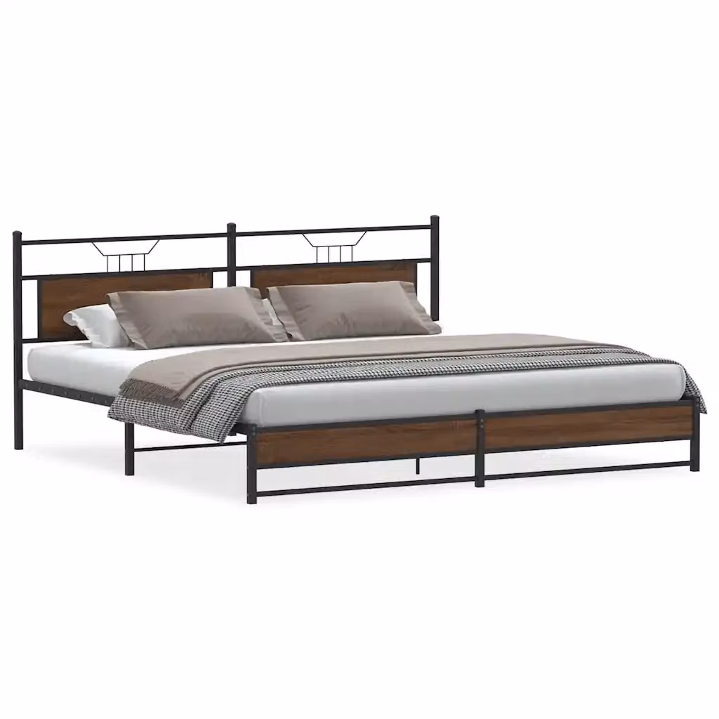Giroletto vidaXL in metallo e MDF color rovere marrone L: 193 cm, P: 203 cm – 2