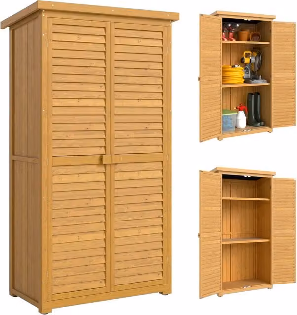 Armadio Giardino Esterno Legno Impermeabile 3 Ripiani ¨C Xylo ¨C Marrone 87x46x160