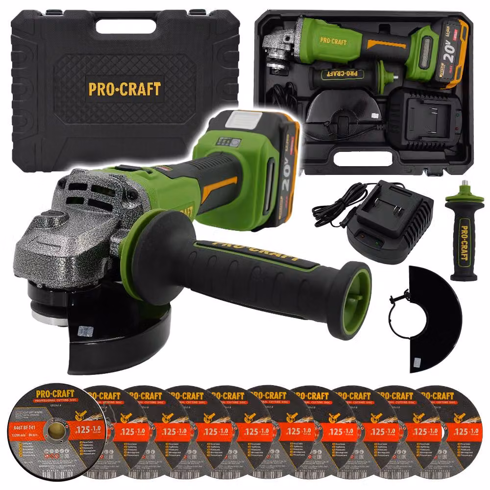 Smerigliatrice angolare Procraft PWA220 + 10 dischi da taglio CD125x1.0