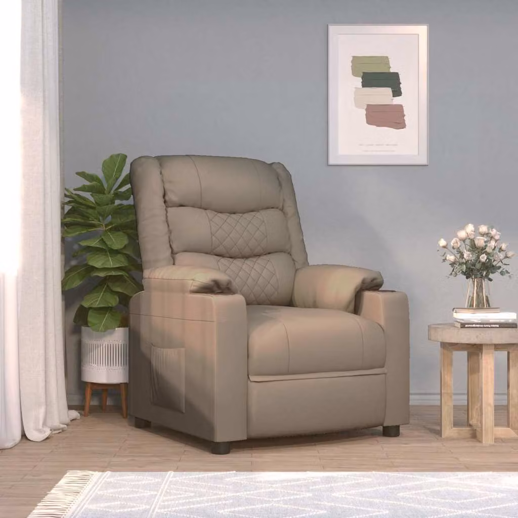 vidaXL Poltrona Reclinabile Elettrica in Similpelle Beige e Marrone con Braccioli