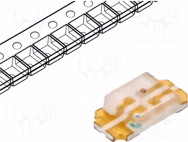 2 LED SMD 1206, dimensioni 3x1,5x0,7 mm, angolo di emissione 120°, tensioni operative 1,8÷2,6 / 2,8÷3,6 / 2,8÷3,6 V, modello OSTB1206C1E-A, diodo LED