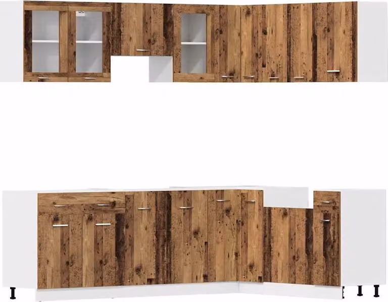 Set di Mobili da Cucina 11 pz Lyon Legno Antico in Truciolato