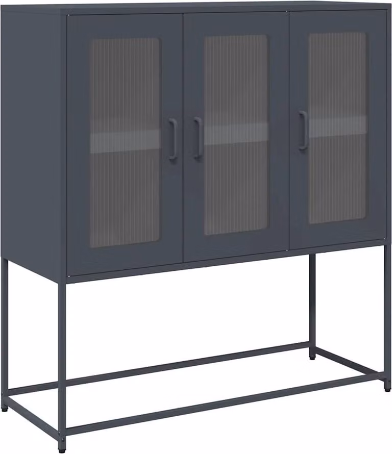 Credenza Antracite 100,5x39x107 cm in Acciaio Laminato a Freddo