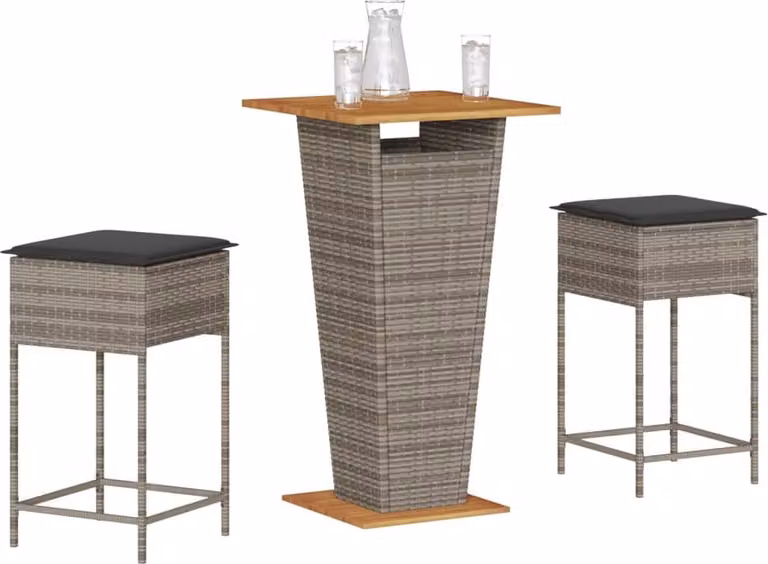 Maison Exclusive - Set da bar da giardino 3 pezzi con cuscini grigio in polyrattan