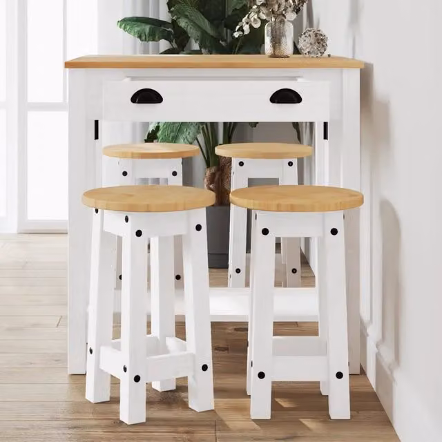 Tavolo rotondo pieghevole in legno di pino bianco vidaXL L: 110 cm, P: 84 cm, H: 75 cm – 1