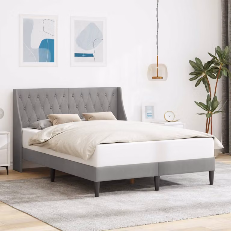 Struttura del letto moderna vidaXL in velluto grigio, L/P/H: 160 x 200 x 164 cm