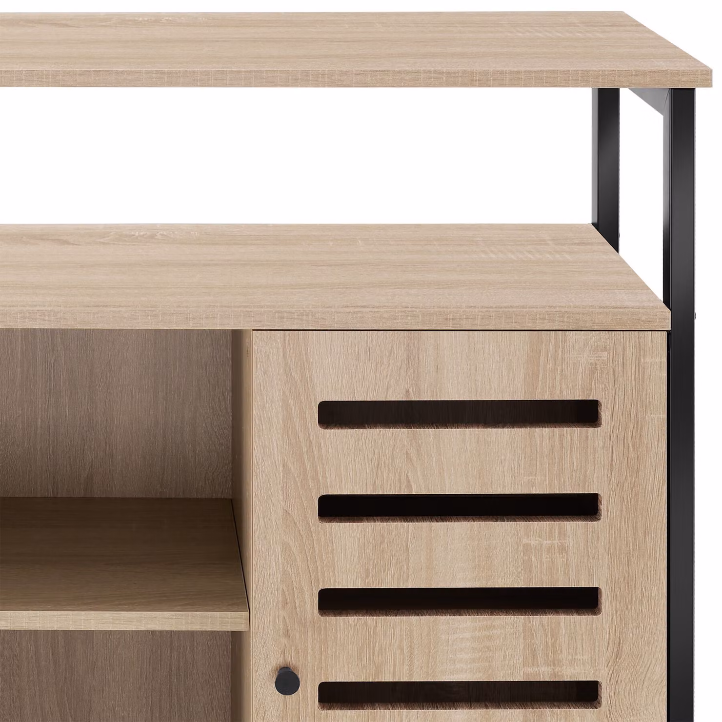 Credenza Warrington TecTake in stile industriale con finitura rovere e dettagli neri, L: 100 cm, P: 37 cm, H: 82 cm – 1