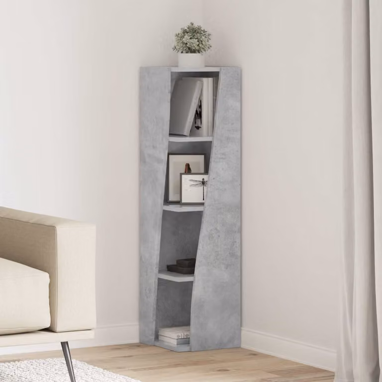 Mobile angolare vidaXL in legno MDF grigio per soggiorno L/P/H: 27,5 x 27 x 102 cm