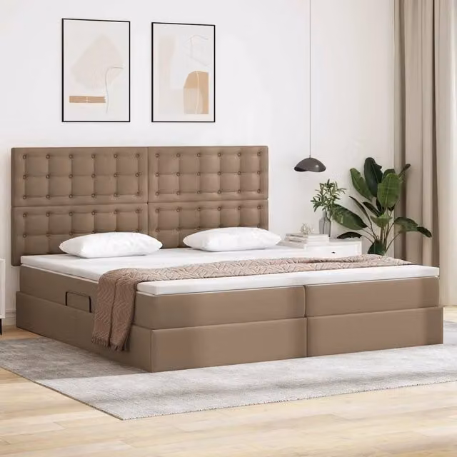 Letto con contenitore e illuminazione LED vidaXL, colore beige, L/P/H: 200 x 200 x 128 cm – 1