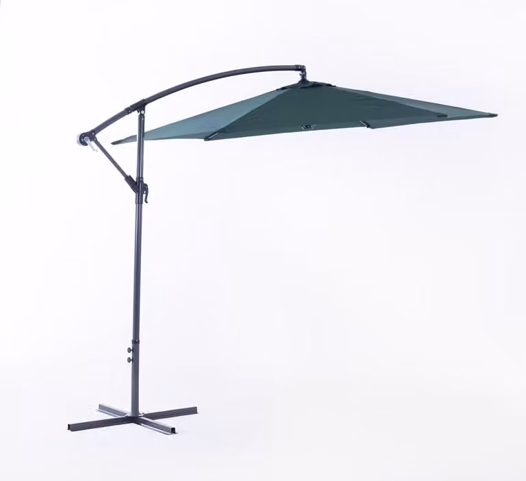 Ombrellone laterale esagonale Ø290 cm in alluminio con copertura impermeabile e apertura a manovella - design elegante e robusto per giardino e patio - PONENTE - Verde