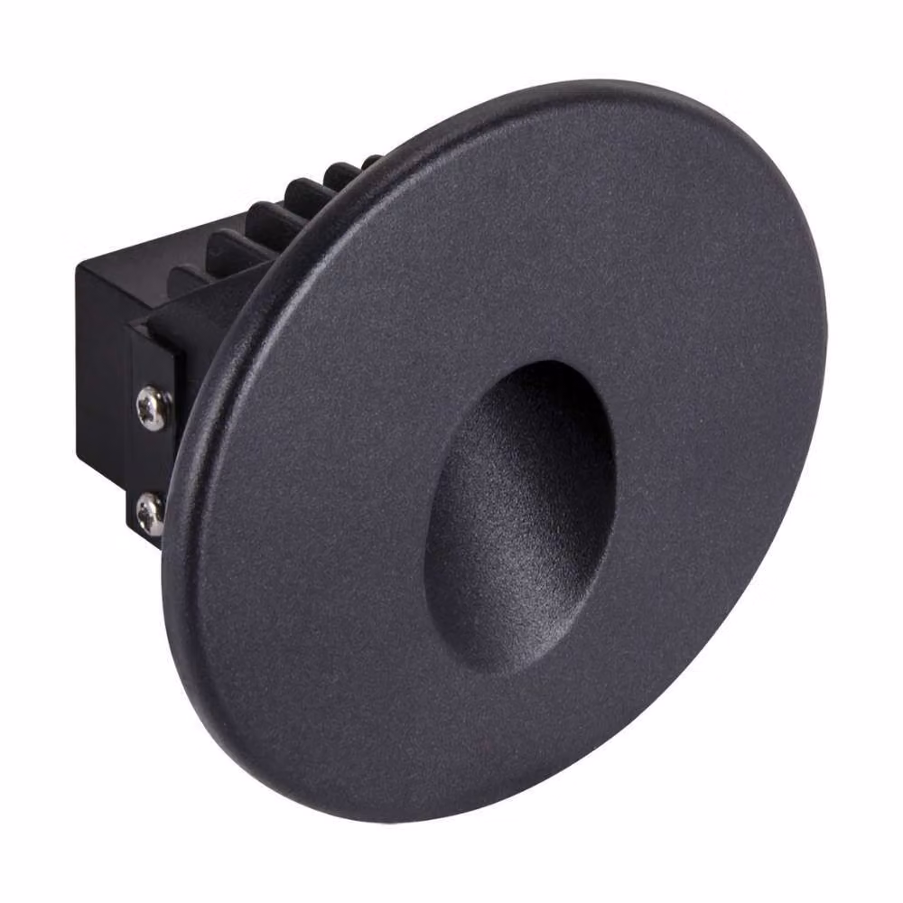 Lampada da scala a LED da incasso, lampada per gradini, applique da incasso per interni ed esterni, colore nero, forma rotonda, luce bianco neutro