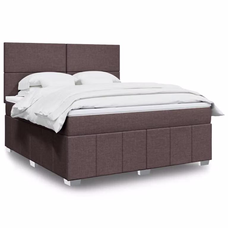 vidaXL Giroletto a Molle con Materasso in Tessuto Marrone e Bianco L/P: 180 x 200 cm