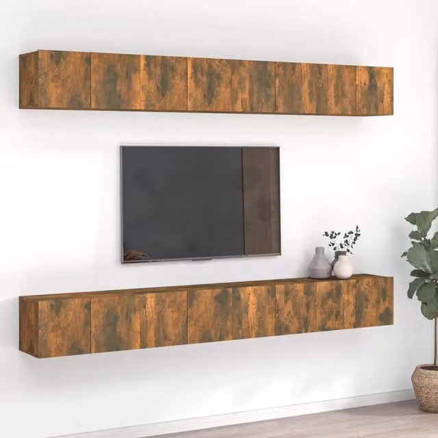 Mobili TV 8 pz Rovere Fumo 60x30x30 cm in Legno Ingegnerizzato 3120308