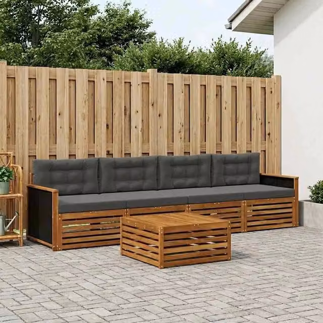 Set di divani da esterno 5 pz Naturale e Antracite 3382985