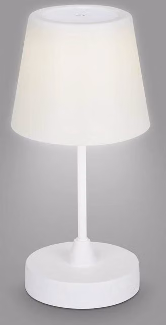 Lampada da tavolo LED esterna senza fili con funzione touch e batteria ricaricabile USB, luce bianco neutro 4000K, protezione IP44, colore bianco, H 30 cm x D 14,5 cm, modello 7032-416