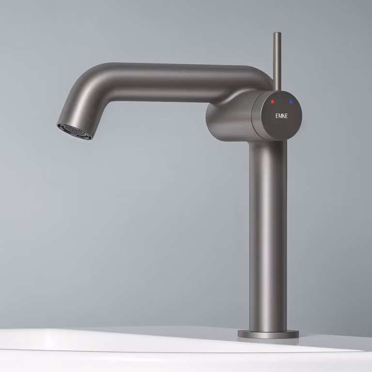EMKE miscelatore monocomando per lavabo, miscelatore per bagno 222x200x76mm G3/9", a risparmio idrico, protezione anticorrosione, ottone senza piombo, antracite opaco
