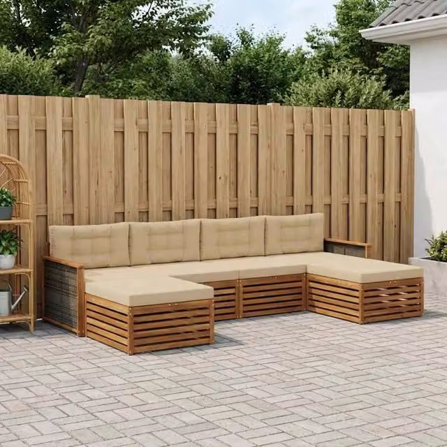 Set di divani da esterno 6 pz Legno di Acacia Massello 3383681