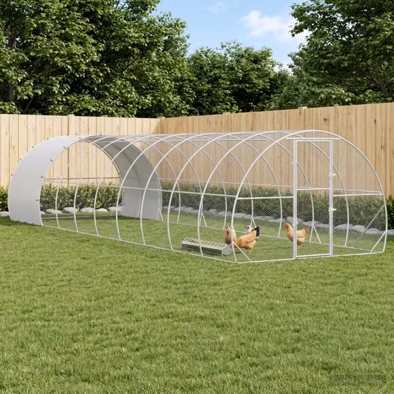 vidaXL Pollaio Argento 1000 x 300 x 200 cm Acciaio zincato