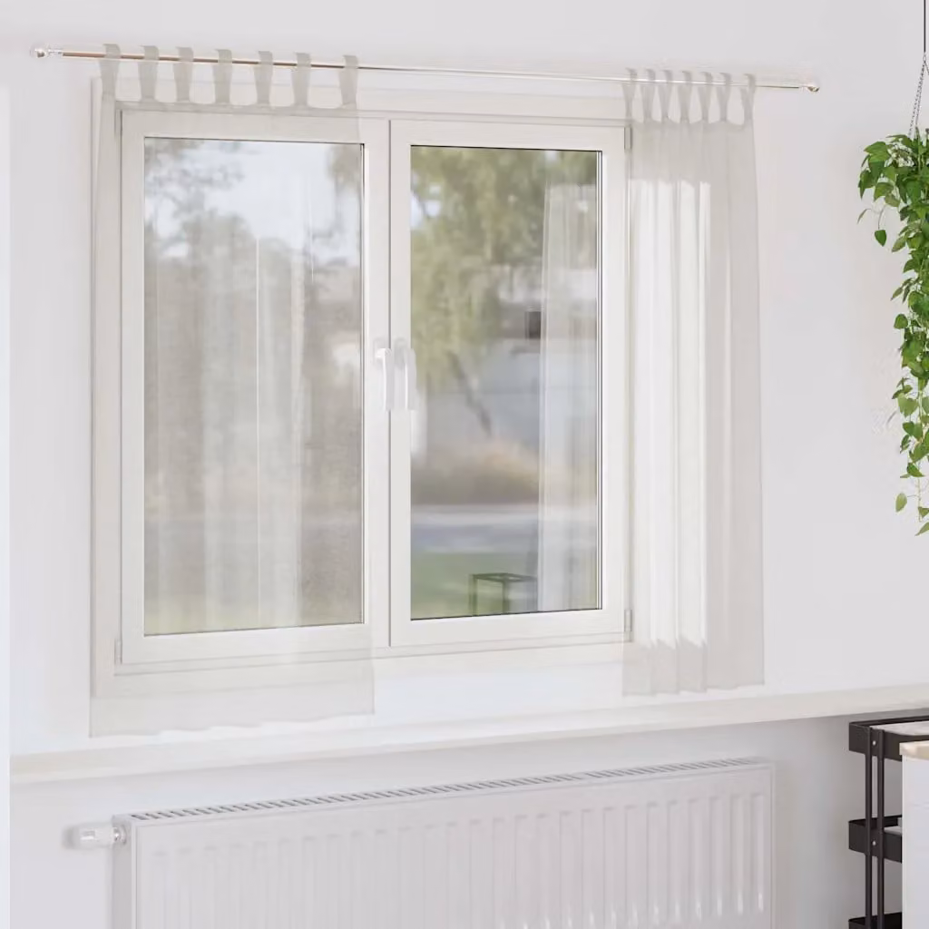 Set di 2 tende velate vidaXL in poliestere, colore beige/bianco, L: 175 cm x H: 140 cm