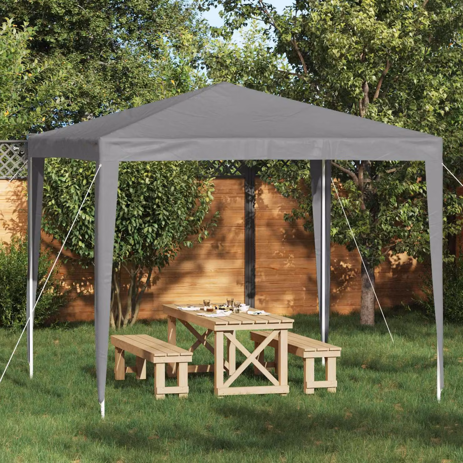 Tenda Party vidaXL Grigio Chiaro in PE e Acciaio L 250 x P 250 x H 240 cm