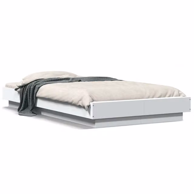 Letto singolo moderno DESIGN IN in legno bianco con luci LED sottostanti e porta USB, L/P/H: 90 x 190 x 110 cm