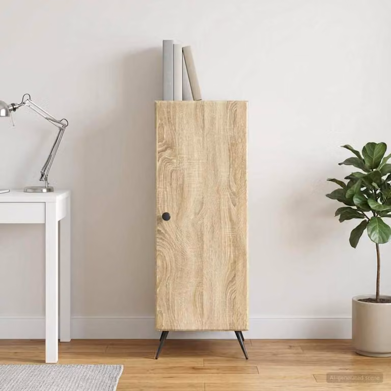 Credenza moderna vidaXL in legno ingegnerizzato color rovere Sonoma, L: 33 cm, P: 34,5 cm, H: 90 cm