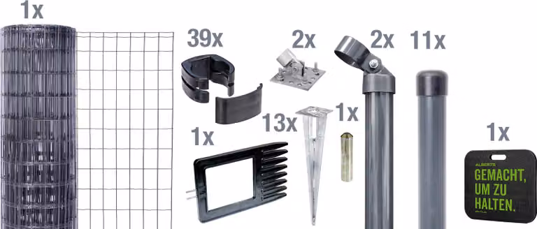 Alberts 695774 Fix-Clip Pro come set completo di recinzione, con presa a terra e cuscino per ginocchia, antracite, altezza 102 cm, lunghezza 25 m