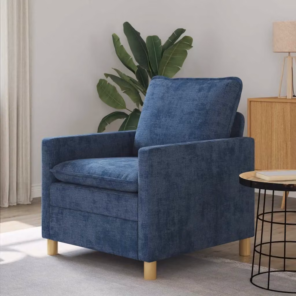 Divano da soggiorno Design In blu e marrone con coperture rimovibili e cuscini inclusi L: 76 cm, P: 81 cm, H: 87,5 cm – 2