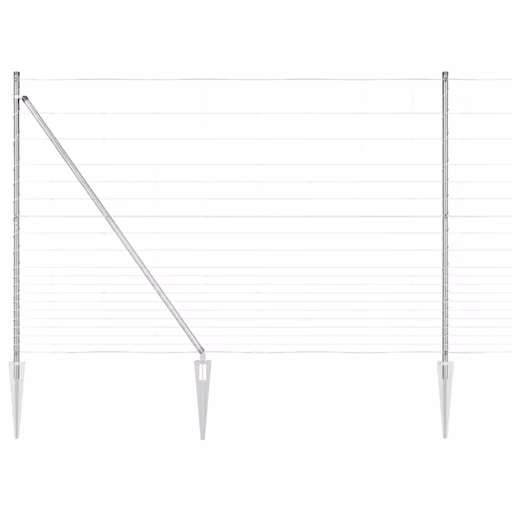 Recinzione in rete saldata con punte vidaXL in acciaio zincato argento, L: 25 m, H: 1,6 m – 2