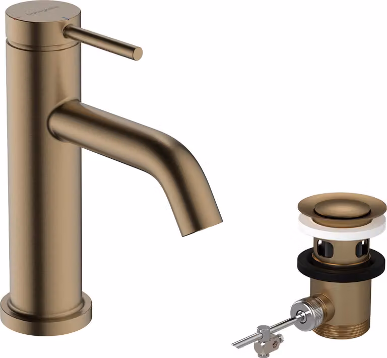 Robinetterie de lavabo hansgrohe Tecturis S 80 CoolStart, EcoSmart+, avec vidage à tige, portée 108 mm, 73302140, 73302140
