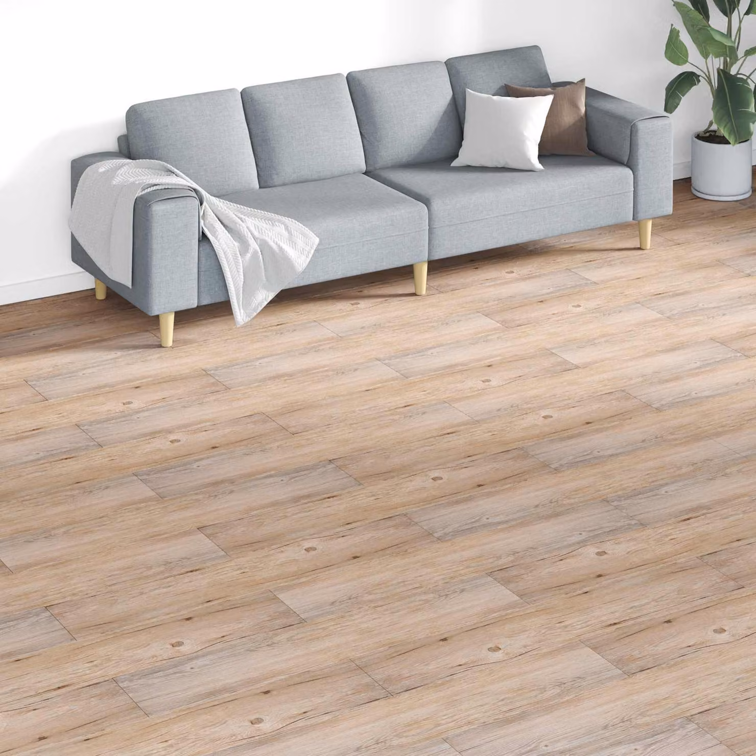 Tavole per pavimenti modern vidaXL in PVC marrone, 5,26 m² (18 pezzi)