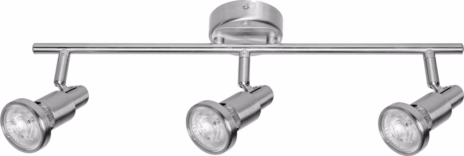 OSRAM LED spot GU10 a 3 luci, orientabile, LED OSRAM, bianco caldo (2700 K), faretto a soffitto e a parete in nichel, 7,8W, 690 lm