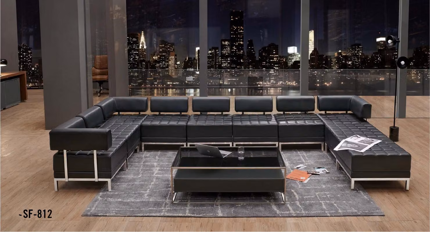 Kunstleder Ecksofa in Schwarz modern und bequem