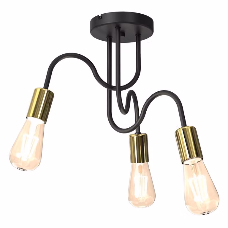 Dow nero-oro lampada da soffitto industriale 3xE27 15W Luminex