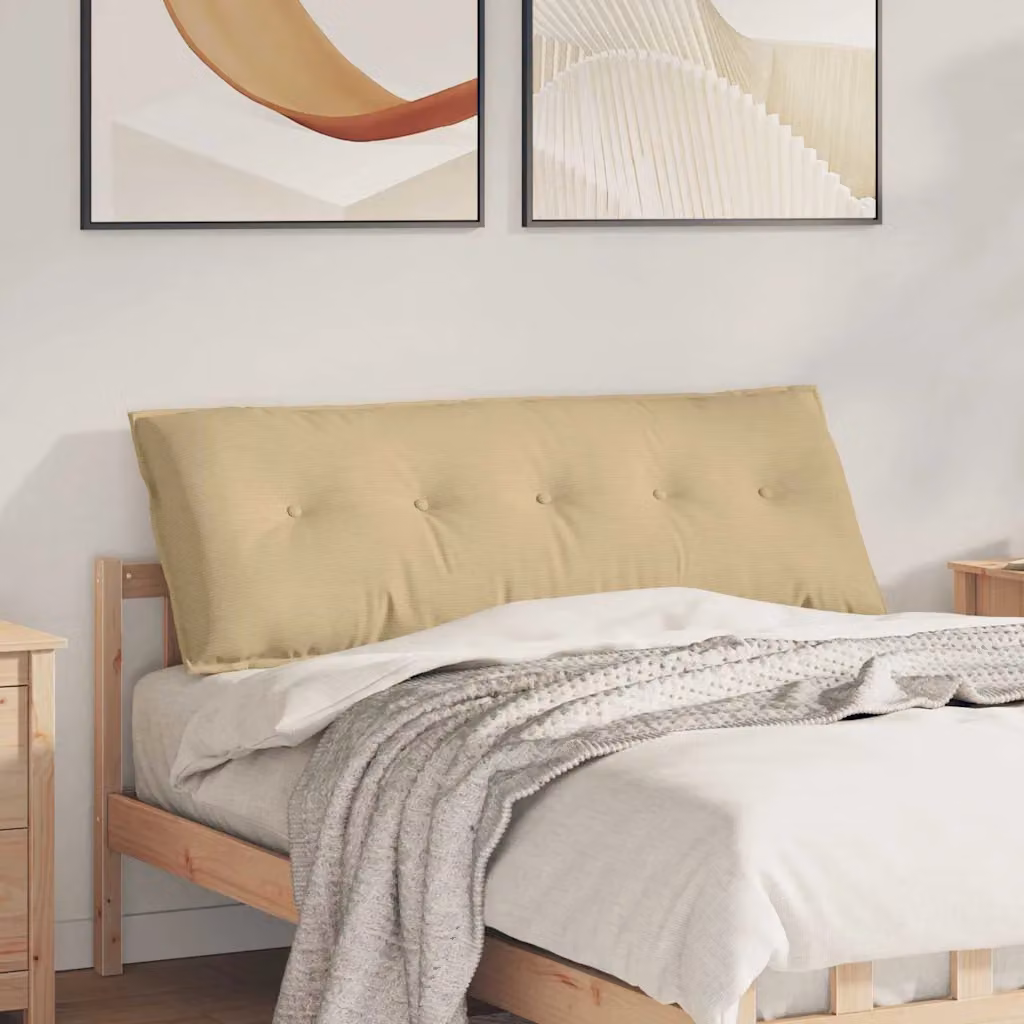 Cuscino per schiena vidaXL in tessuto a coste, Grigio Verde Beige, L 140 x P 50 cm