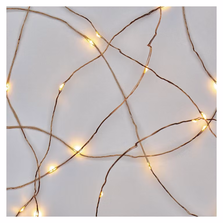 Catena luminosa a LED, luce calda, 4 metri, 40 LED, grado di protezione IP44, con timer