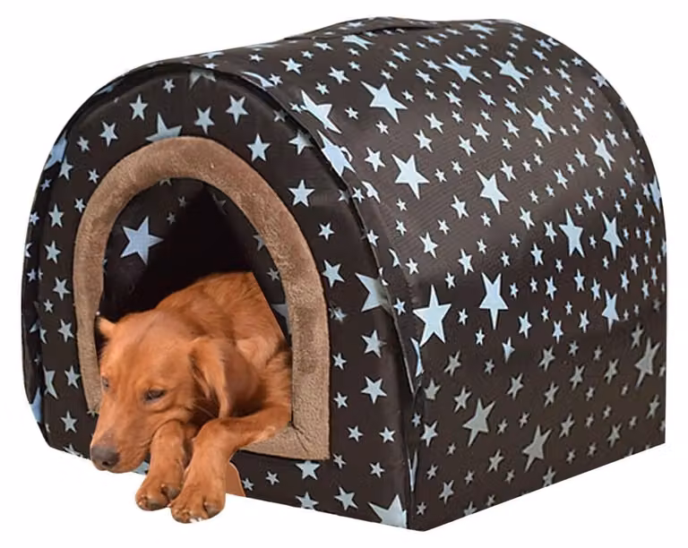 Cuccia invernale per cani di piccola taglia, dotata di porta flessibile