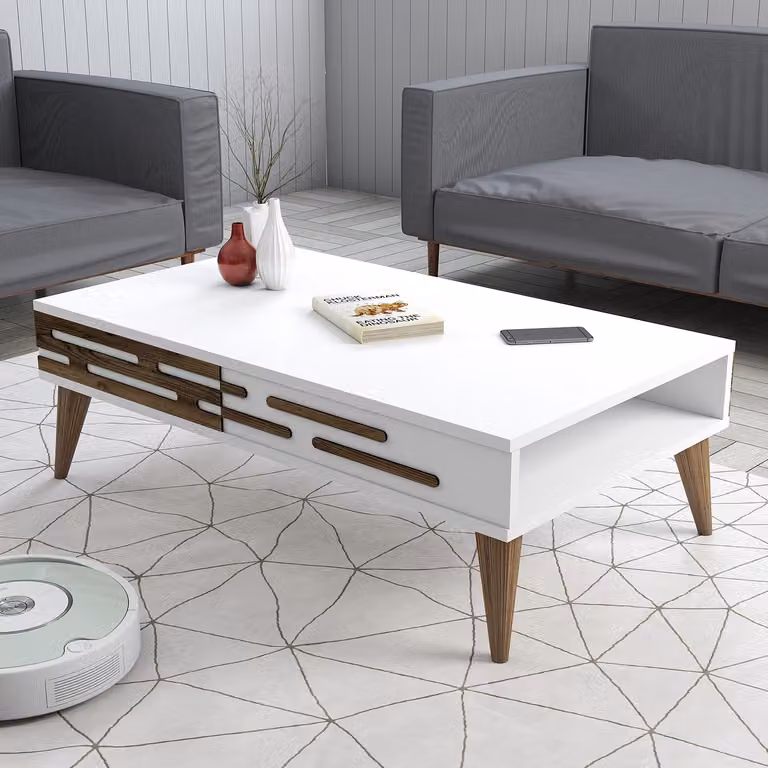 Skye Decor, Valensiya - Bianco, tavolino, bianco, 100% pannelli di particelle rivestiti in melamina, 105 x 34,6 x 60 cm