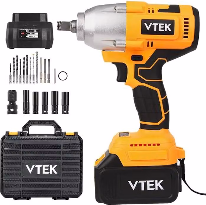 Avvitatore a batteria per viti per legno - Coppia di 600 Nm - Batteria da 4,0 Ah - Metallo - Giallo e nero - Utensile senza fili