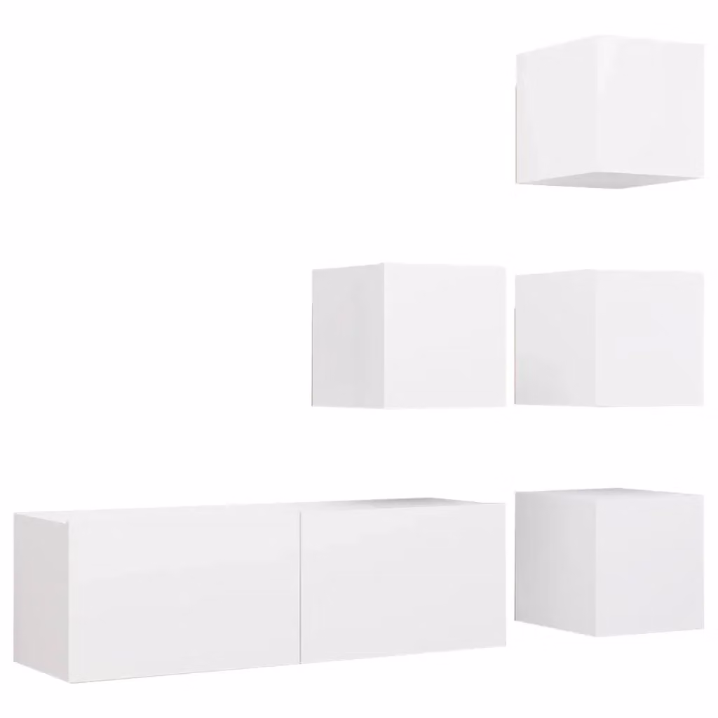 Set di mobili porta TV moderno vidaXL in legno multistrato bianco per il tuo soggiorno – 2