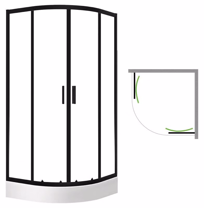 Laveo BRESSO box doccia a quarto di cerchio con piatto doccia 80x80 cm JKDD786Z