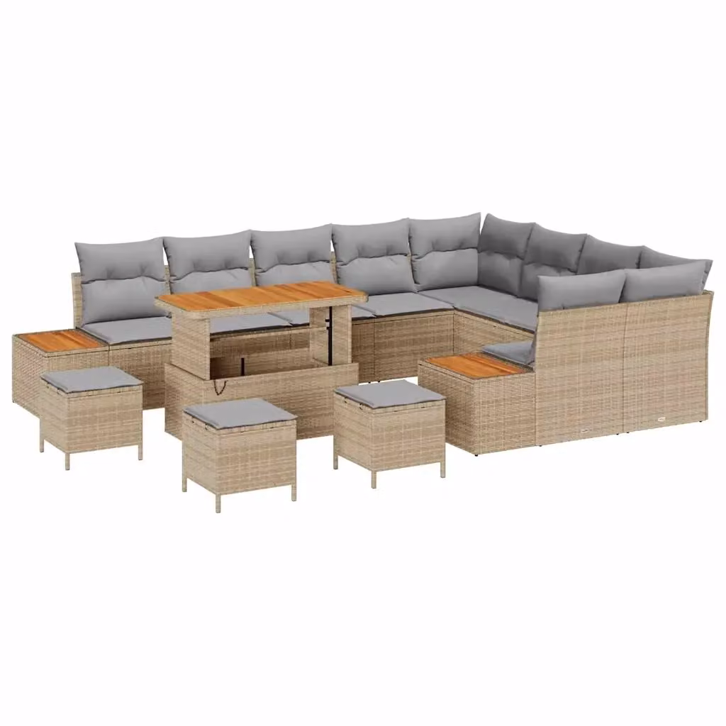 Set Divano da Giardino vidaXL a forma a U composto da 13 pezzi con Cuscini Beige – 2
