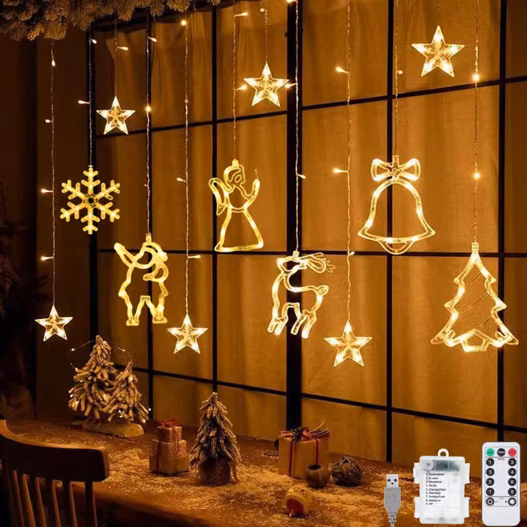 Tenda luminosa a LED, 138 luci bianche calde, 8 modalità, 3,5 metri