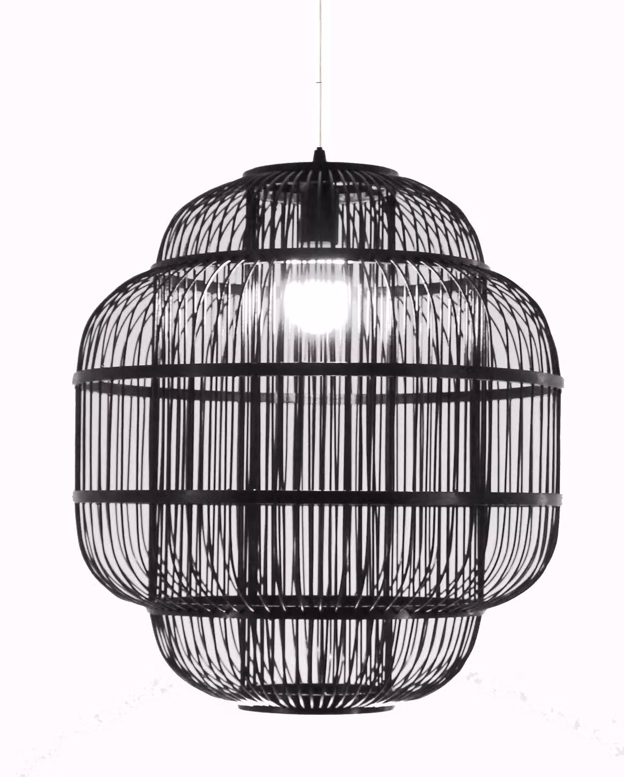 Fine Asianliving Bamboo Hanging Lamp Lampada a sospensione Nero fatto a mano - Ethan D50xH60cm Lampada a sospensione Illuminazione Paralume di bambù Tessuto Lampada Illuminazione Rotan