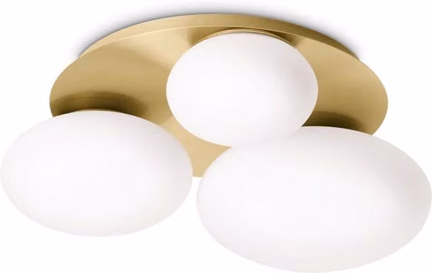 Plafoniera Moderna Ideal Lux Ninfea in Metallo e Vetro Oro e Bianco con 3 Luci LED GX53 9W Luce Calda