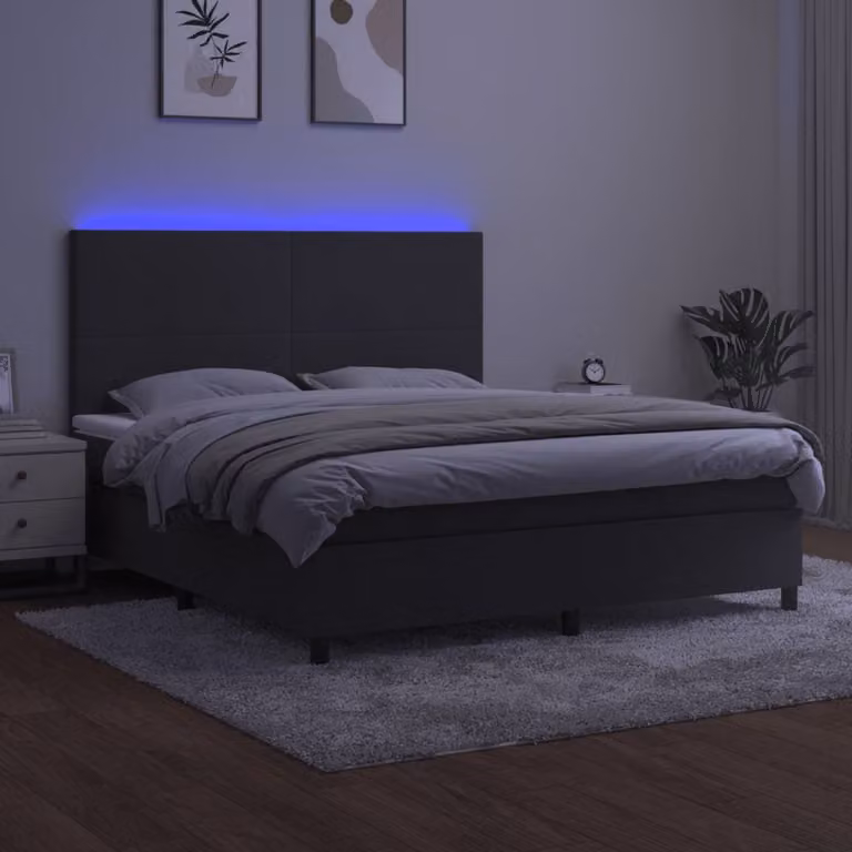 Maison Exclusive - Letto a Molle con Materasso e LED Grigio Scuro 180x200 cm