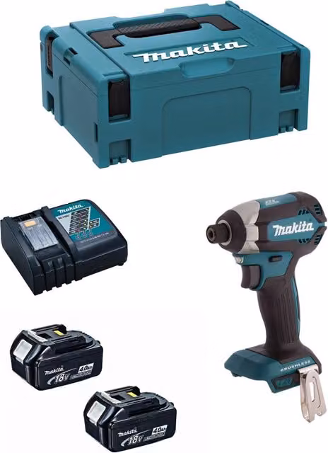 Avvitatore ad impulsi Makita DTD152RMJ LXT con 2 batterie da 4,0 Ah, caricabatterie DC18RC e sistema di contenimento MAKPAC 2