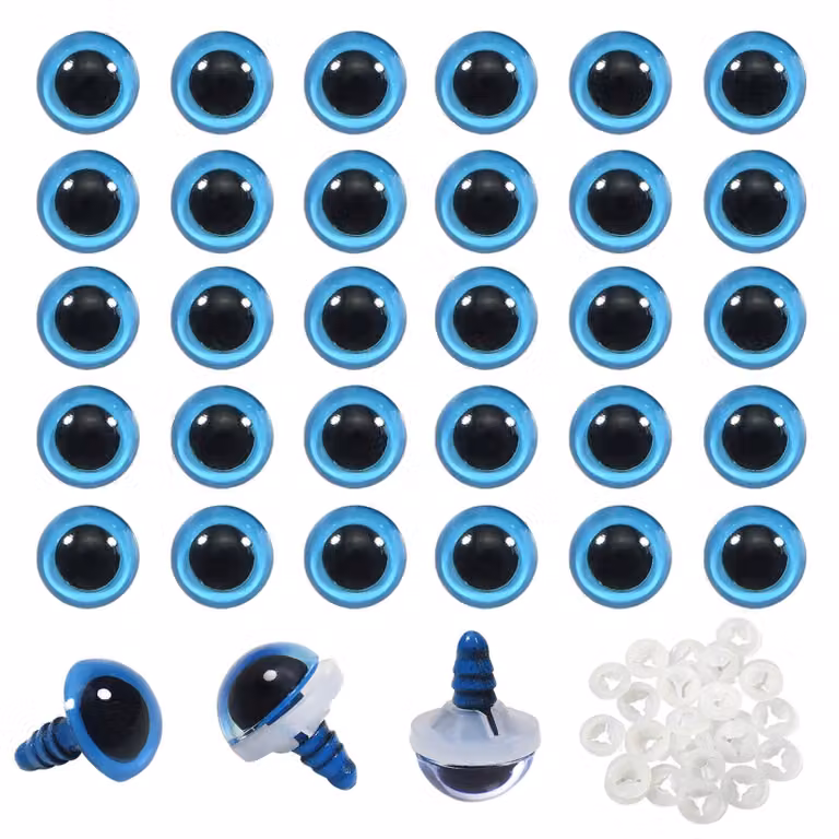 30 occhielli di sicurezza, 12 mm, blu, in plastica, con rondelle
